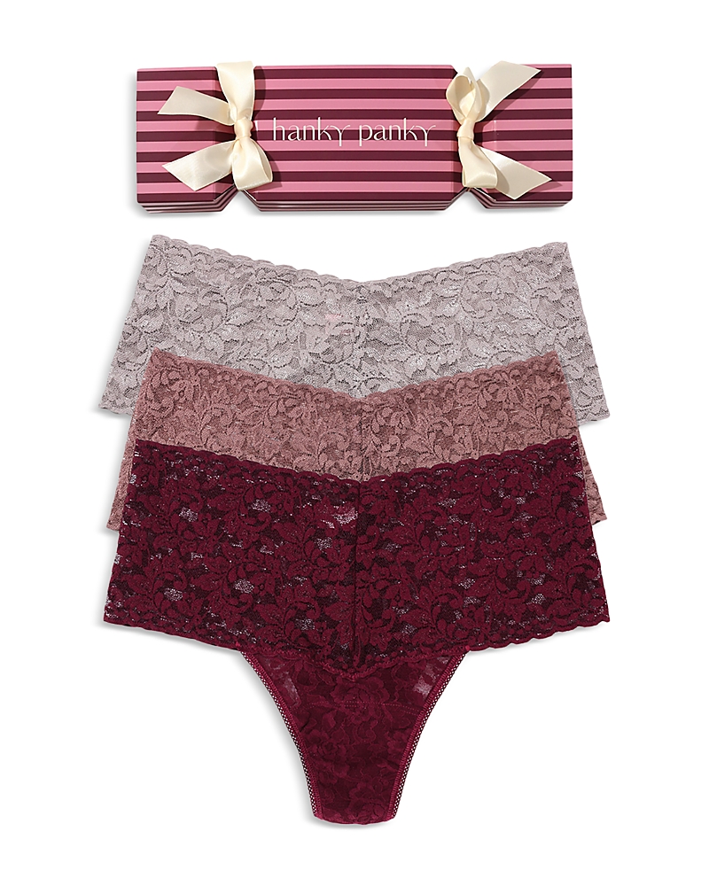 Hanky Panky Holiday Assorted 3-pack Retro Thongs In Multi