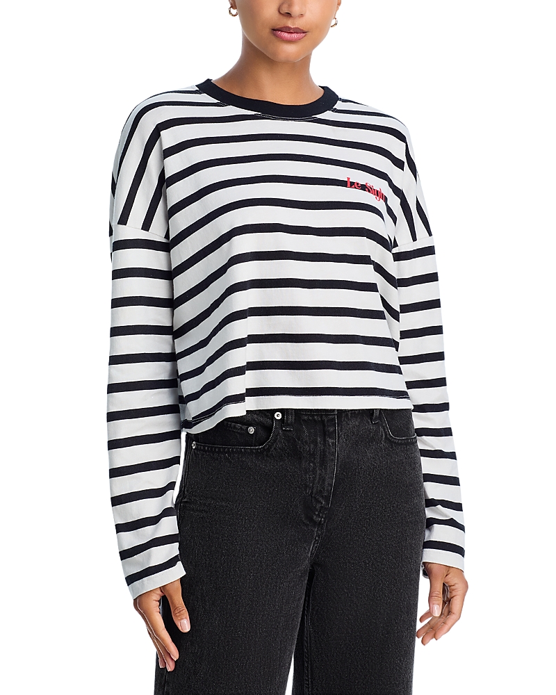 Askk Ny Cropped Long Sleeve Printed Tee In Multi