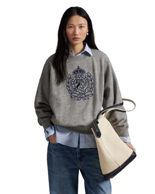 Ralph Lauren Embroidered Crest Fleece Crewneck | Bloomingdale's Women