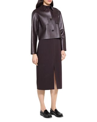 Cropped Leather Trench Coat