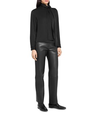 Side Tie Neck Silk Blouse