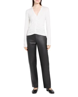 Shirred Cardigan Sweater