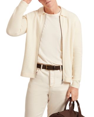 Fenrys Waffle Stitch Zip Sweater Jacket