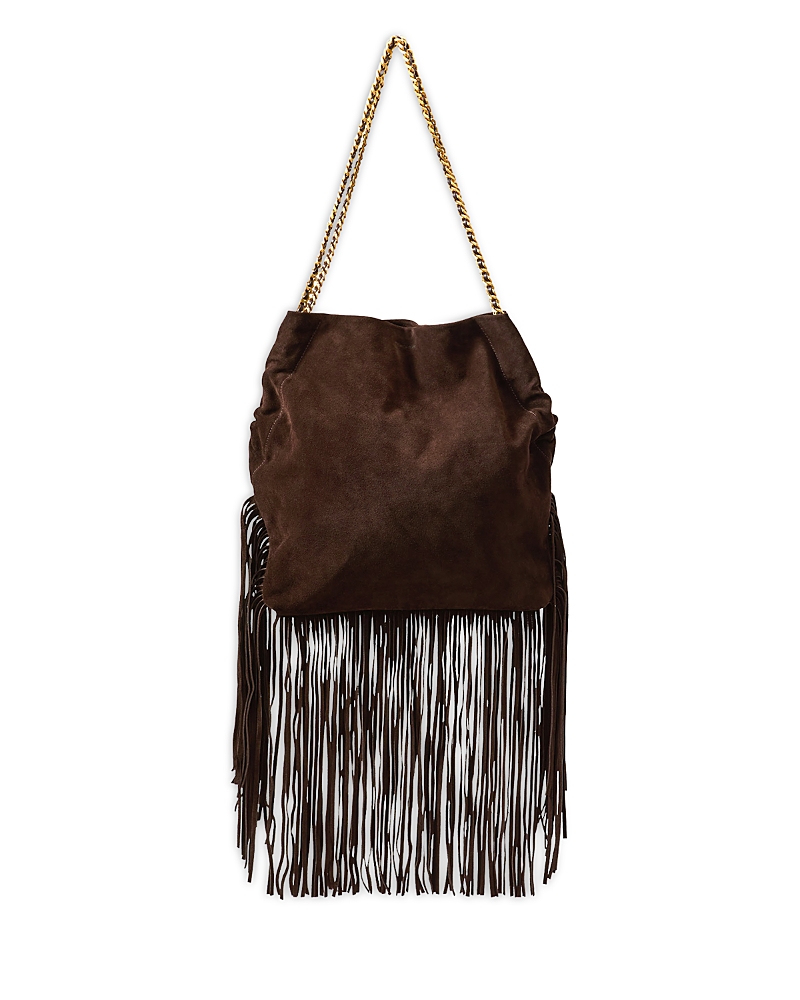 Veronica Beard Suede Fringe Slouch Shoulder Bag Espresso In Brown