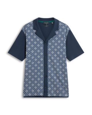 Danlibe Short Sleeve Argyle Button Through Jersey Shirt