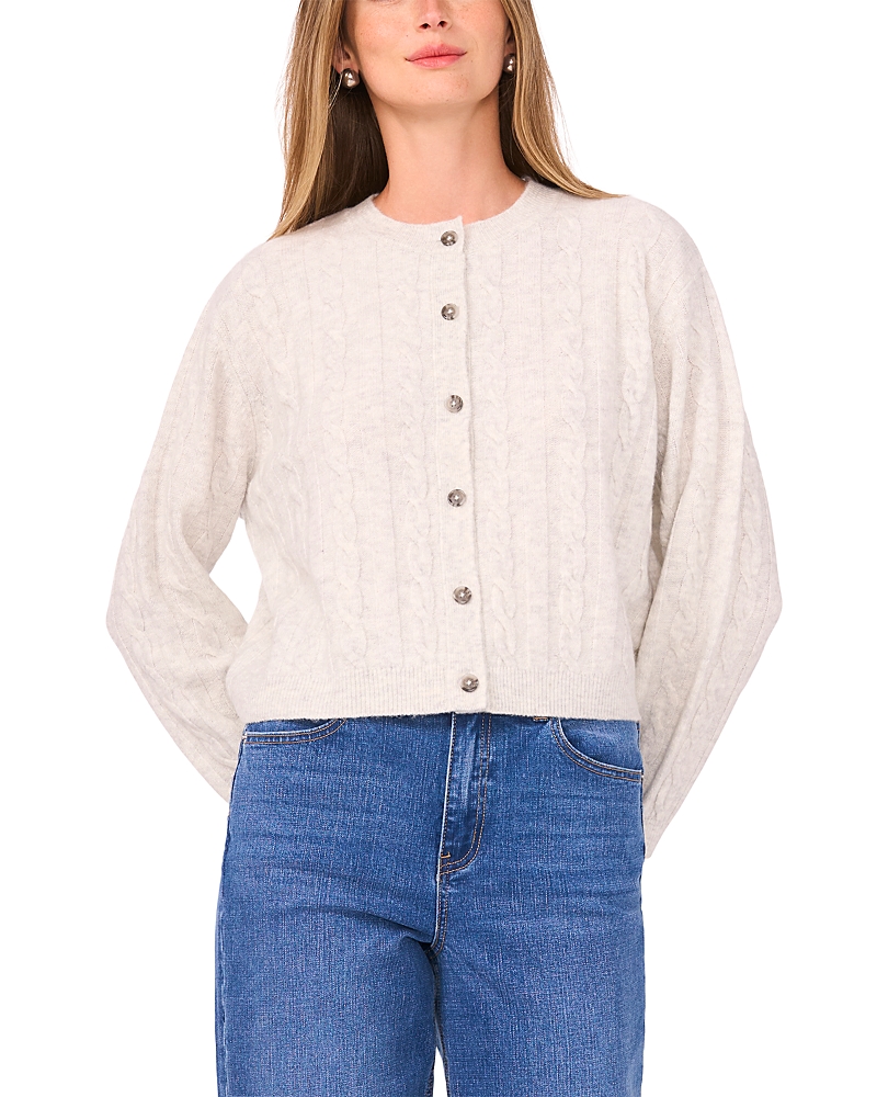 1.state Cable Knit Cardigan In White