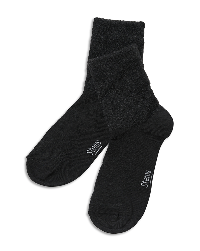 Stems Fleur Crew Socks In Black
