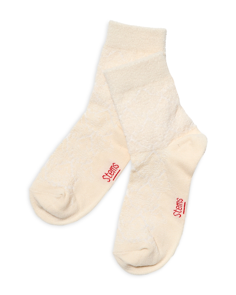 Stems Fleur Crew Socks In Neutral