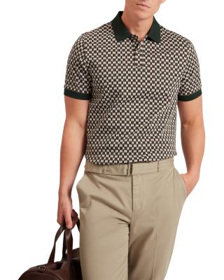 Ernist Short Sleeve Geo Jacquard Cotton Polo