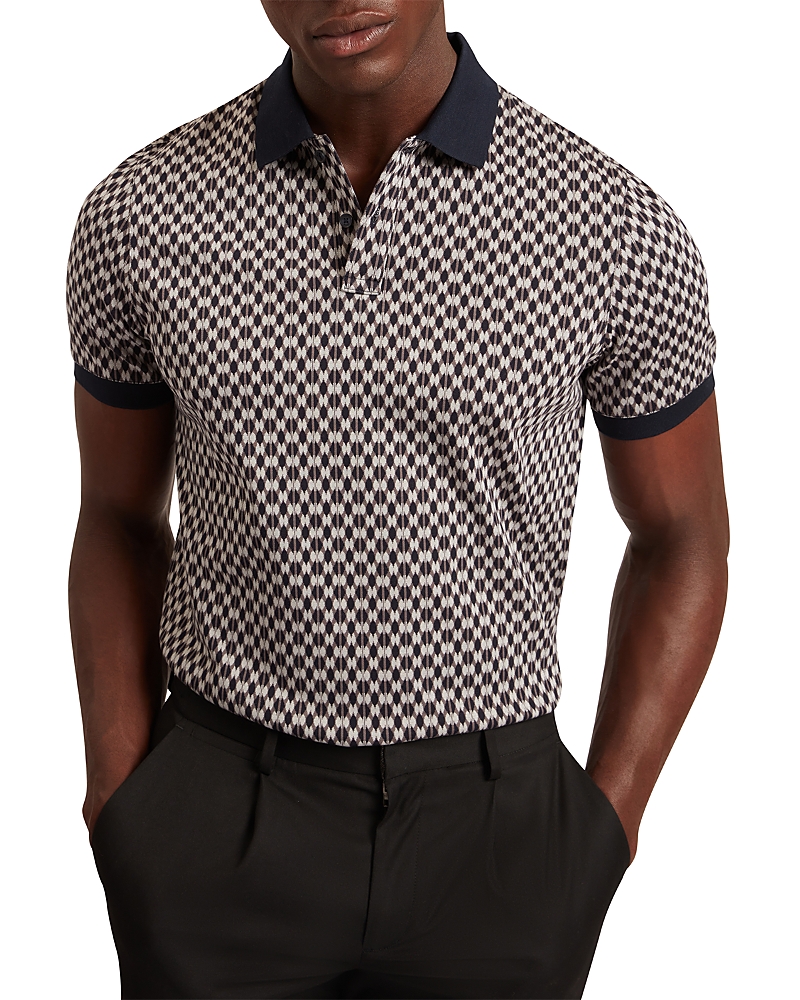Ted Baker Ernist Short Sleeve Geo Jacquard Cotton Polo