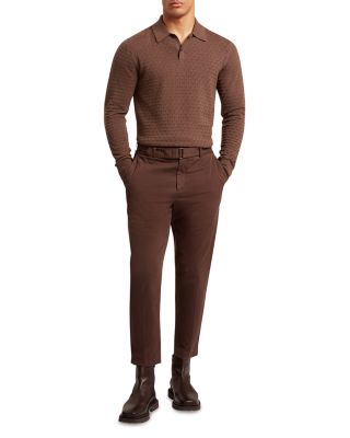 Gaten Long Sleeve Textured Stitch Polo
