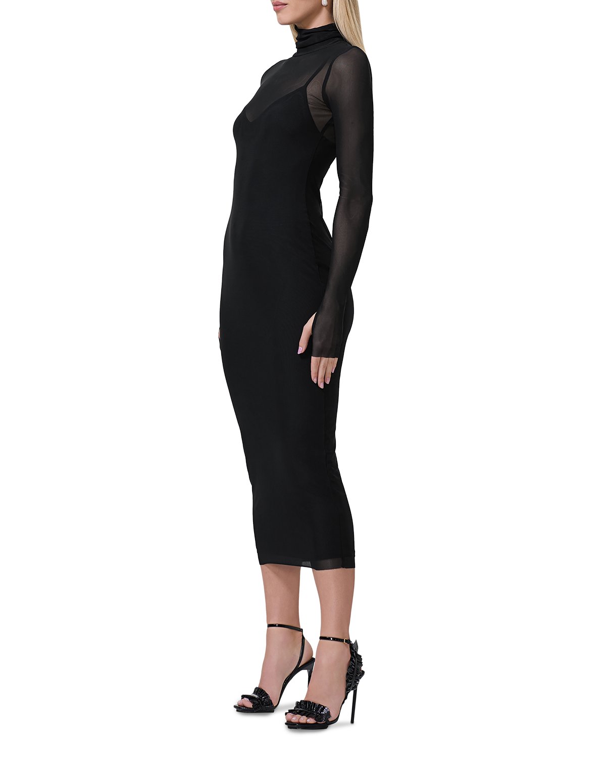 Power Mesh Bodycon Midi Dress