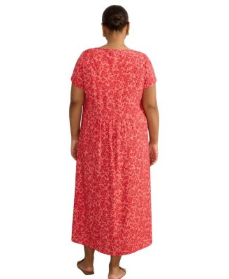  Short Sleeve V-Neck Midi Dress