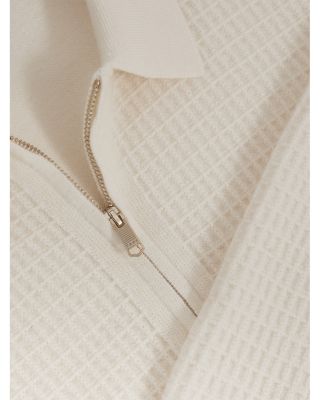 Hamilton Long Sleeved Half Zip Square Textured Wool Polo Shirt