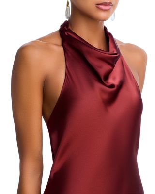 Charmeuse Halter Neck Long Dress - Exclusive