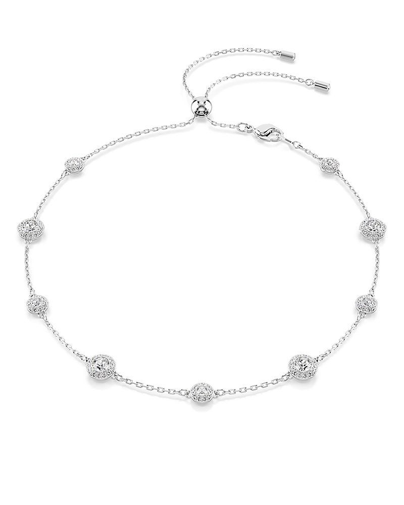 Swarovski Rhodium Plated Crystal Una Angelic Necklace In Metallic