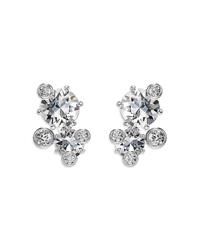 Swarovski Constella Rhodium Plated Stud Earrings In Metallic