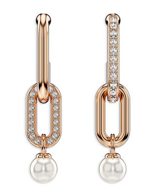 Constella Pav&eacute; Link & Faux Pearl Drop Earrings