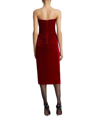 Strapless Velvet Ruffle Dress