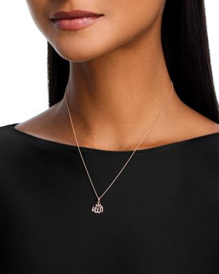 Diamond Allah Pendant Necklace in 14K Rose Gold, 0.12 tcw