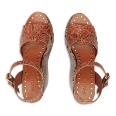 Women's Embossed Wedge Sandals