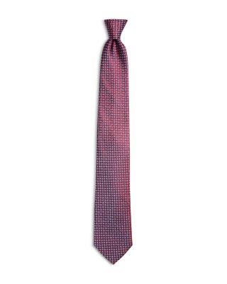 Geo Floral Print Silk Neck Tie - Exclusive
