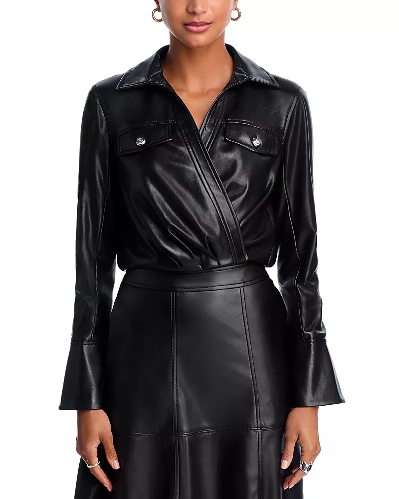 Cinq a Sept Veronique Faux Leather Top