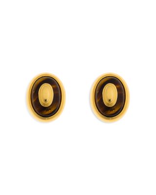 Tortoiseshell Look Oval Clip On Earrings