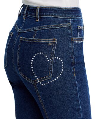 Studded Single Heart Shailene High Rise Jeans in Oceane/Silver