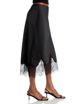 Lace Trim Satin Midi Slip - Exclusive 