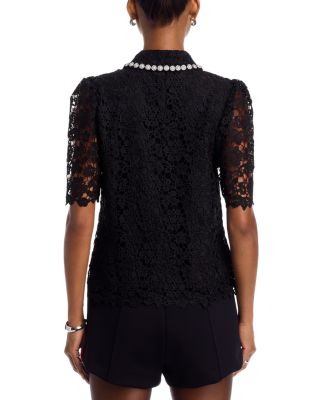 Embellished Collar Lace Top - Exclusive