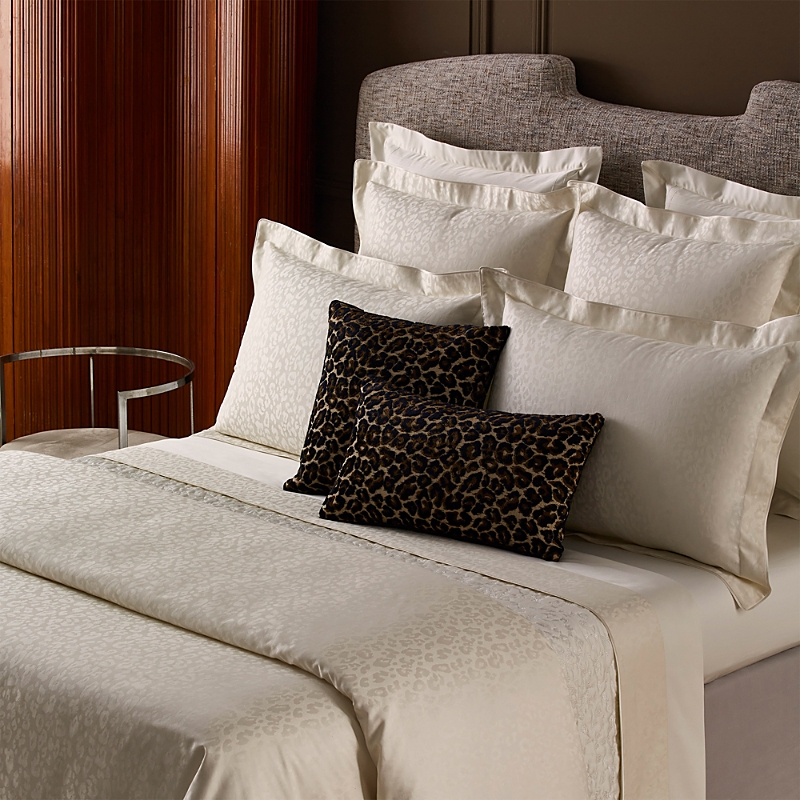 Yves Delorme Leopard Pillowcase, Standard In White