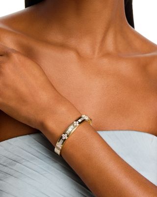 Roberto Coin 18K Yellow Gold Love in Verona Mother of Pearl & Diamond Flower Bangle Bracelet