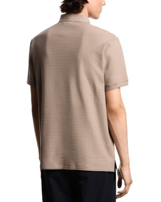 Textured Allover Geometric Square Jacquard Motif Polo Shirt