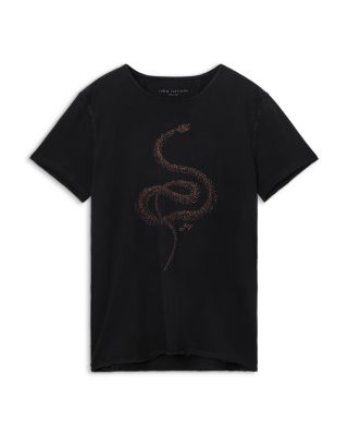 Raw Edge Fine Line Embroidered Tee