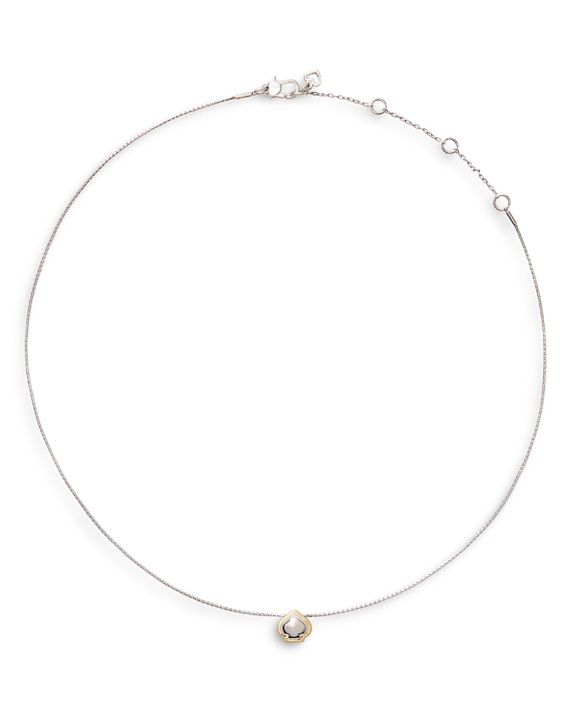 Kate Spade Two-tone Sculpted Spade Mini Pendant Necklace In Metallic