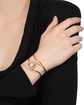 Asterales Floating Cubic Zirconia Double Row Cuff Bracelet 