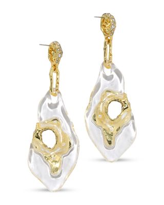 Liquid Lucite Pav&eacute; Geode Statement Earrings