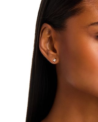 Diamond Princess Cut Stud Earrings in 14K Yellow Gold, 0.50 tcw