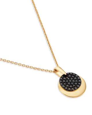 Black Diamond Circle Pendant Necklace in 14K Yellow Gold, 0.25 tcw