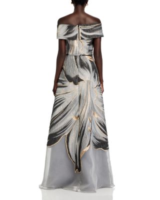 Jacquard Off The Shoulder Gown