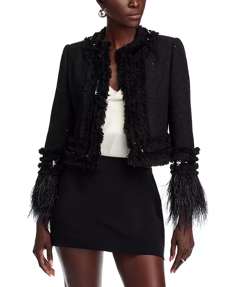 Ungaro Dune Cropped Sequin Tweed Jacket