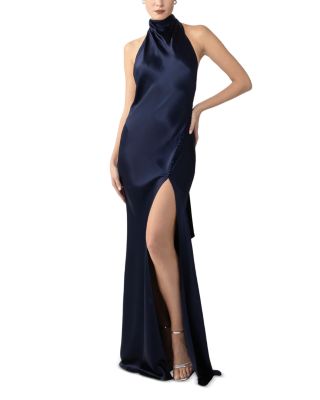 SAU LEE - Penelope Satin Halter Neck Gown