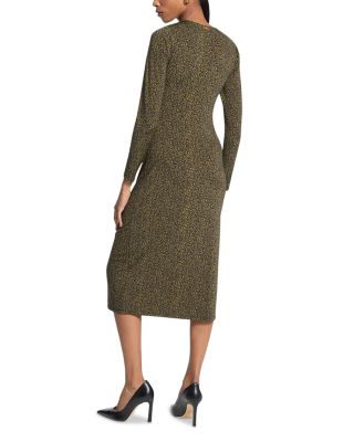 Zip Front Ruched Midi Dress