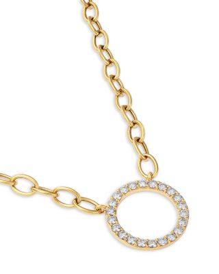 Diamond Circle Pendant Necklace in 14K Yellow Gold, 1.0 tcw