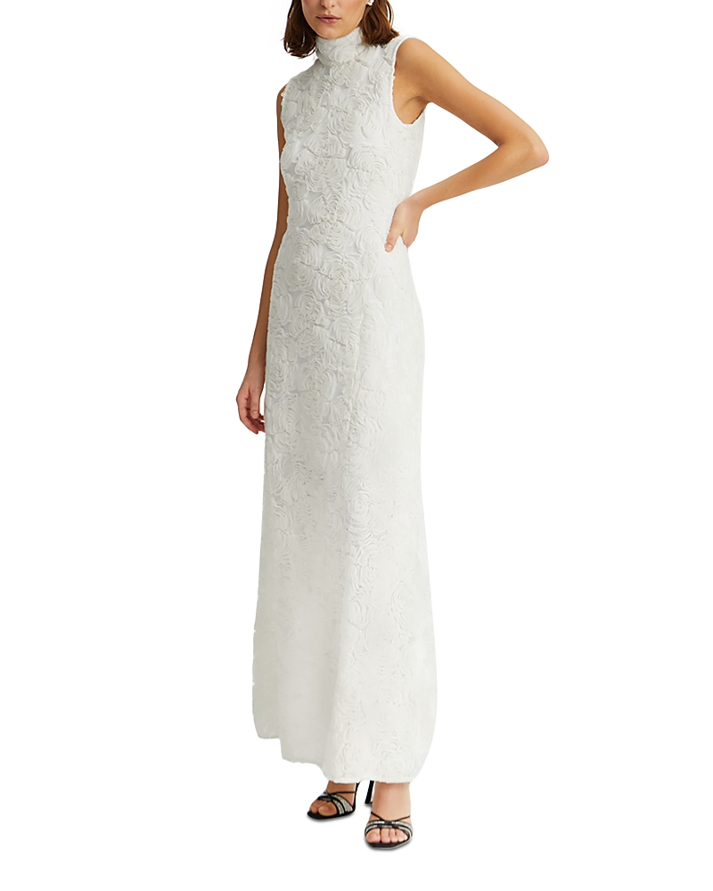 Rotate Birger Christensen Flower Mesh Maxi Dress In White
