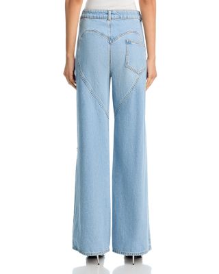 Distressed Crystal High Rise Relaxed Jeans in Medium Blue