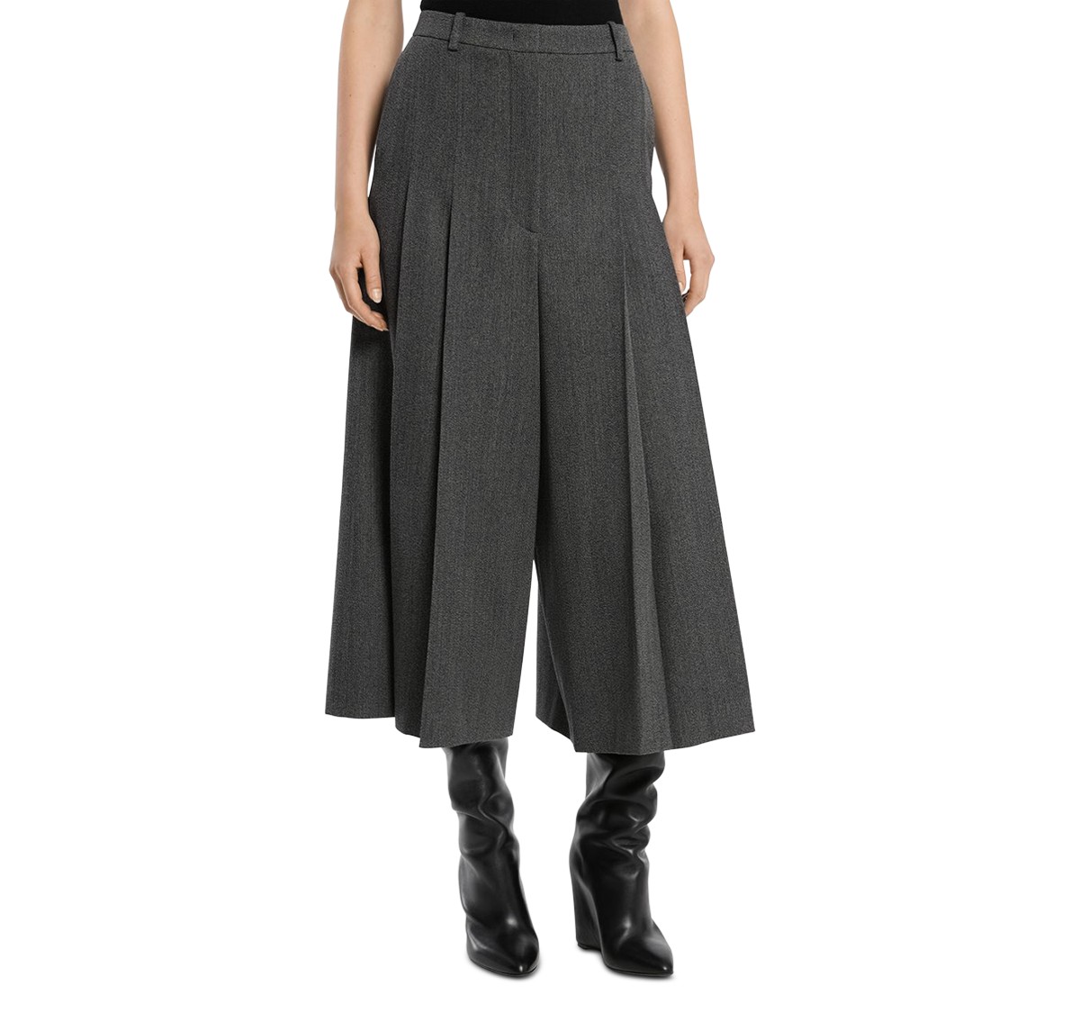 Michael Kors Collection Pleated Culottes in Black/Pearl