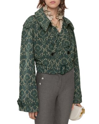 Cropped Baroque Viscose Blend Trench Jacket