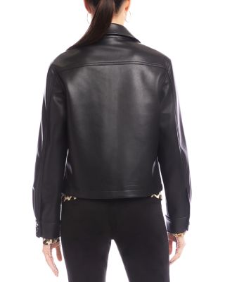 Faux Leather Cropped Jacket